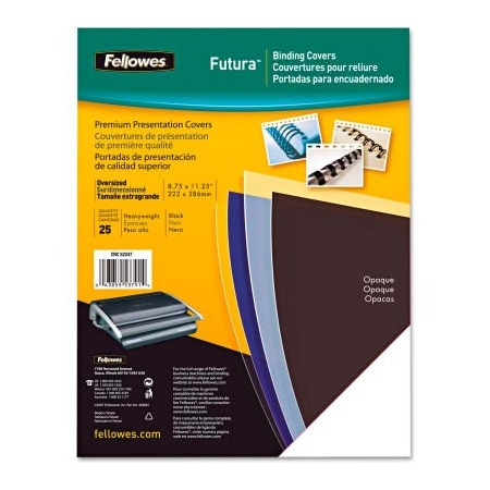Fellowes Fellowes Futura Binding System Covers, Square Corners, 11 x 8 1/2, Black, 25/Pack 5224901